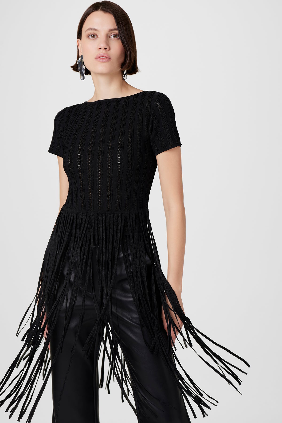 Kyra Short Sleeve Fringe Top - Toccin