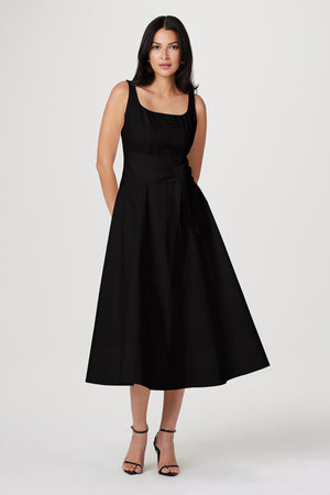 Cady Corset Tie Front Midi Dress - Toccin