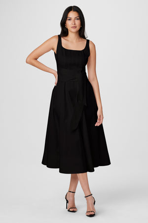 Cady Corset Tie Front Midi Dress - Toccin