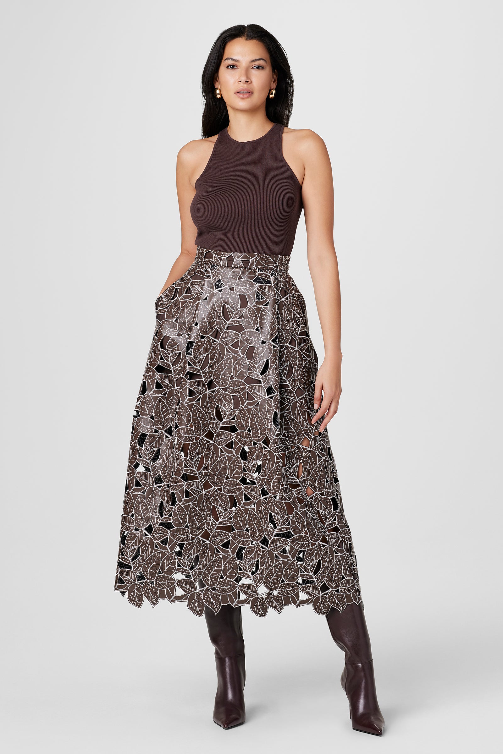 Stacy Lace Vegan Leather Skirt - Toccin