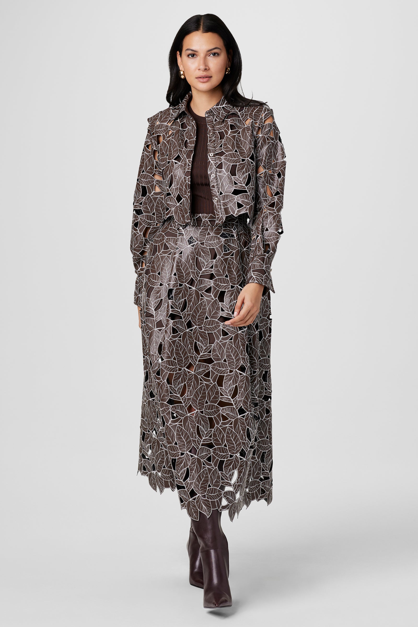 Stacy Lace Vegan Leather Skirt - Toccin