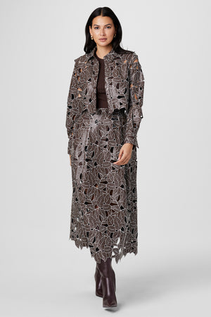 Stacy Lace Vegan Leather Skirt - Toccin