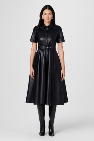 Jean Vegan Leather Midi Dress - Toccin