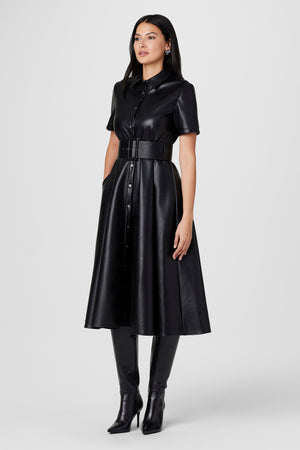 Jean Vegan Leather Midi Dress - Toccin