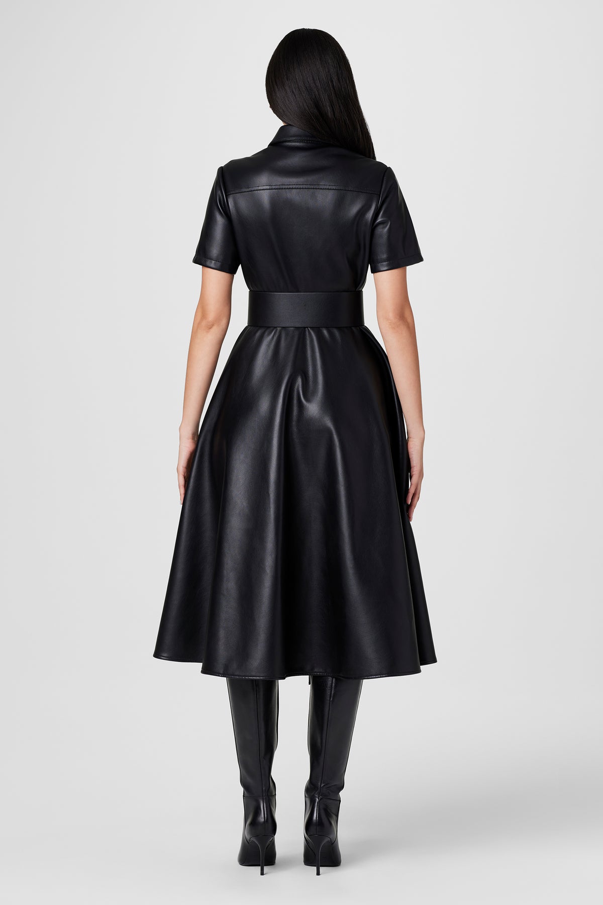 Jean Vegan Leather Midi Dress - Toccin