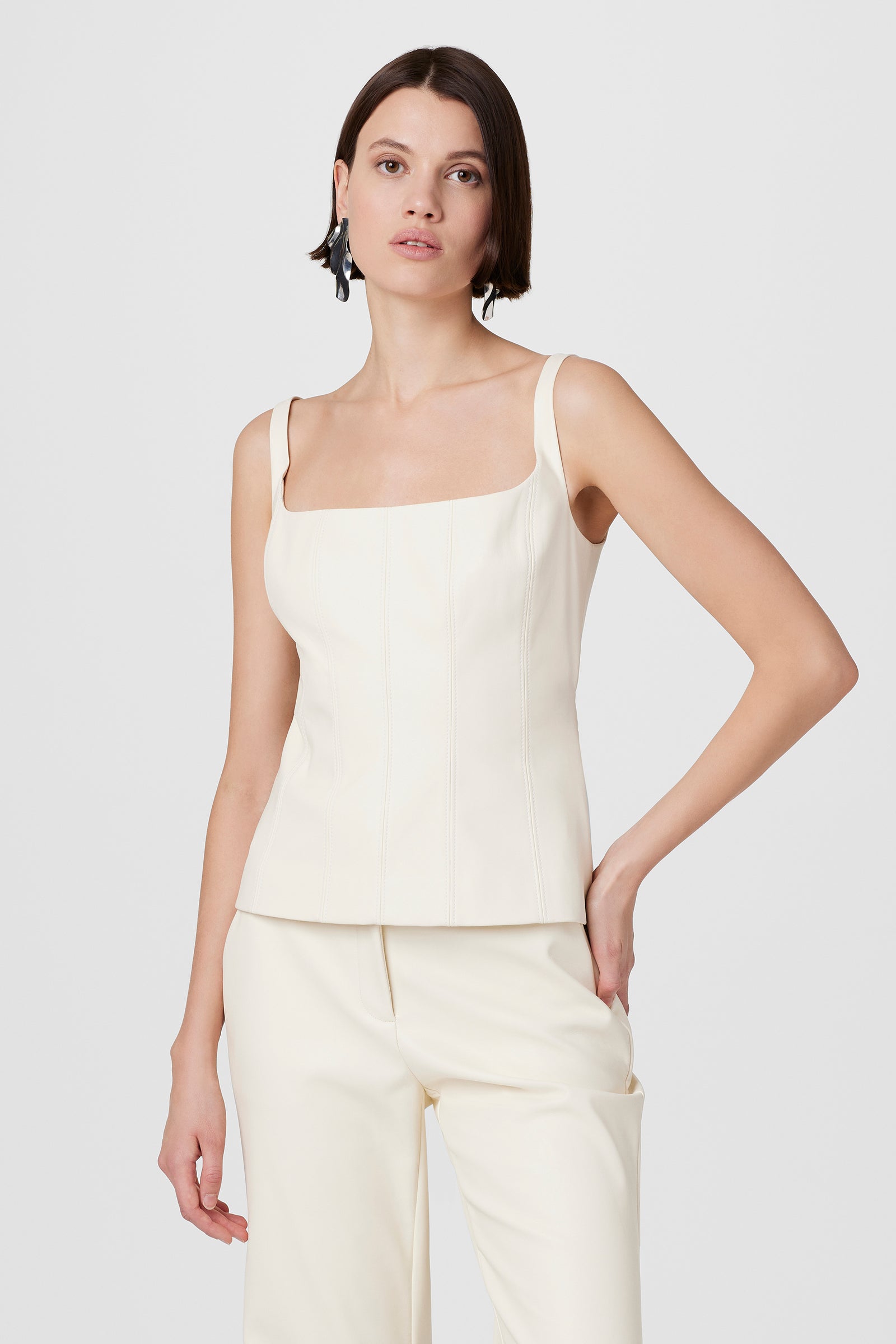 Linda Vegan Leather Tie Front Corset - Toccin