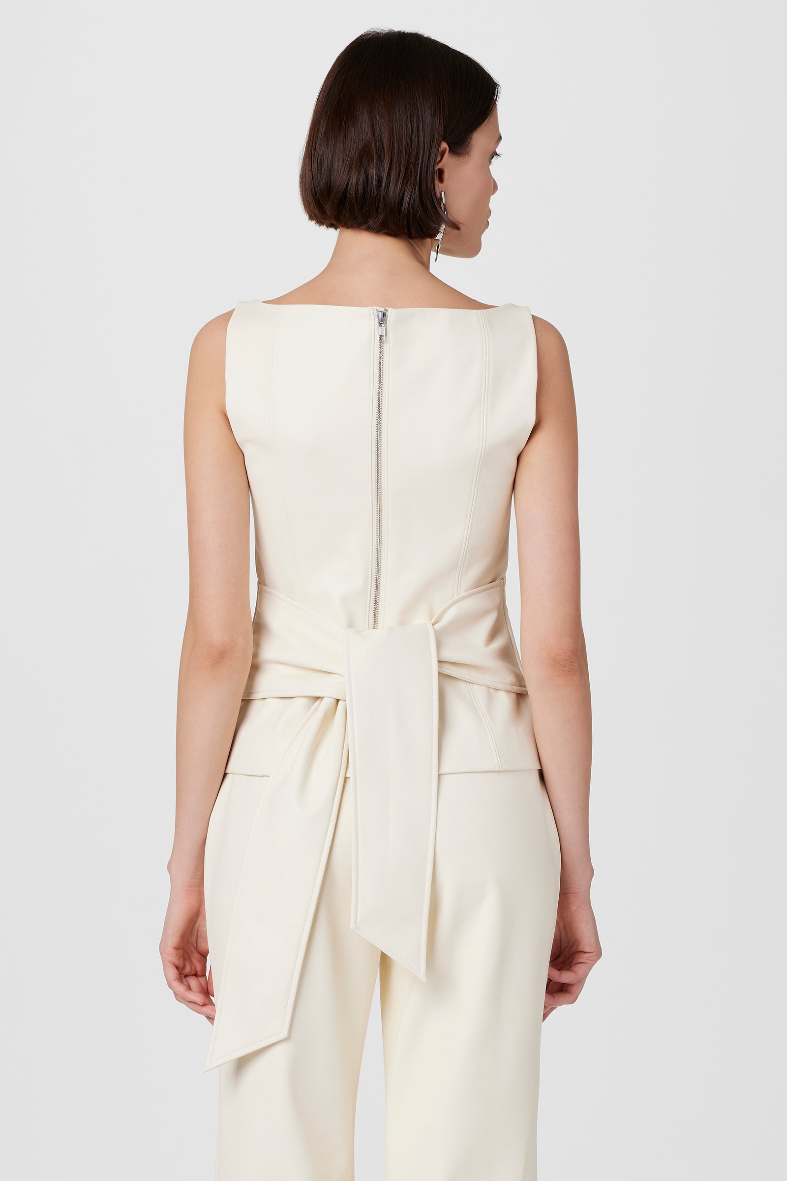 Linda Vegan Leather Tie Front Corset - Toccin