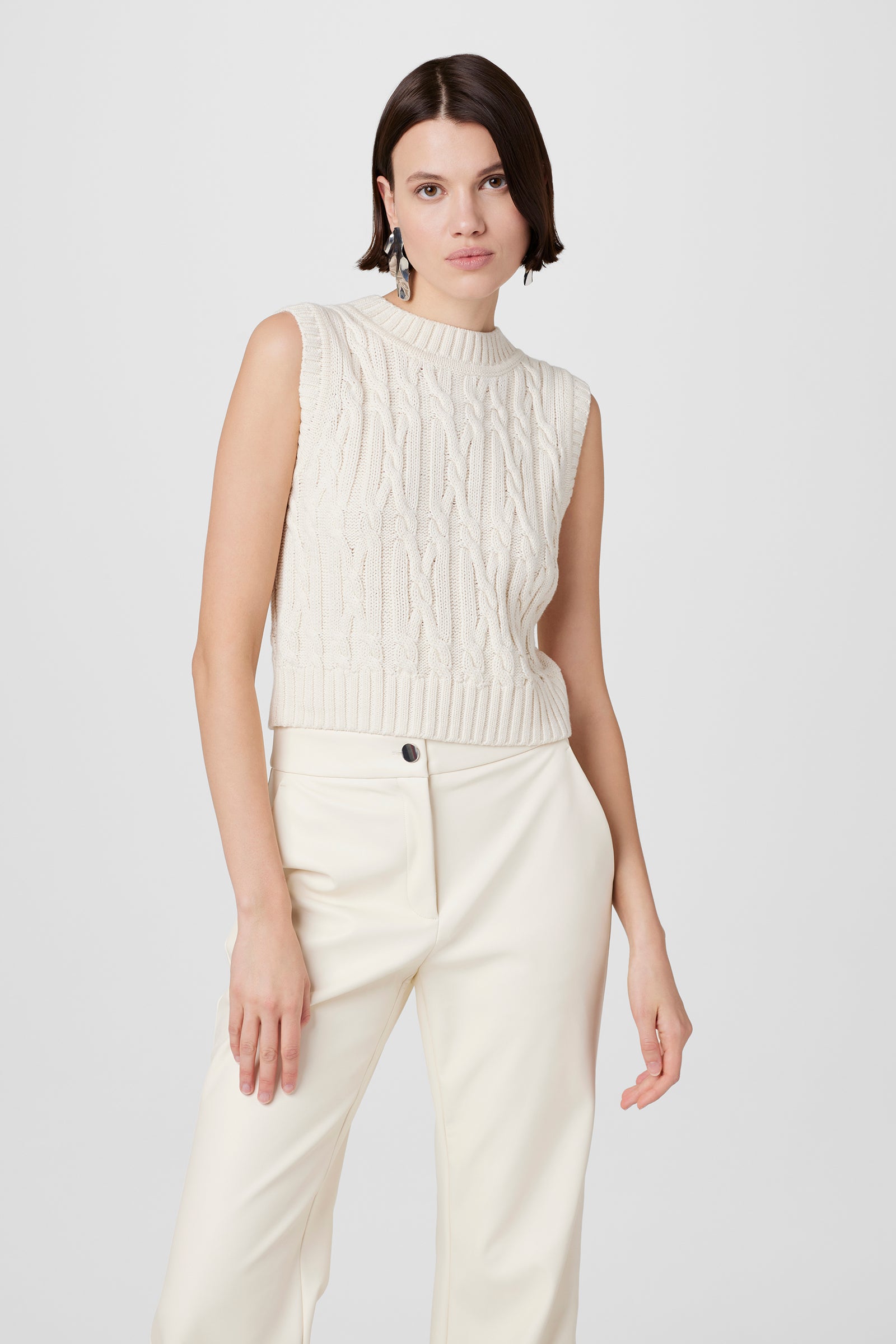 Dannie Cable Knit Shell Top - Toccin