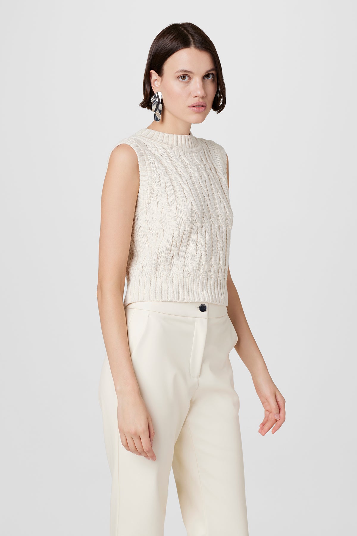 Dannie Cable Knit Shell Top - Toccin