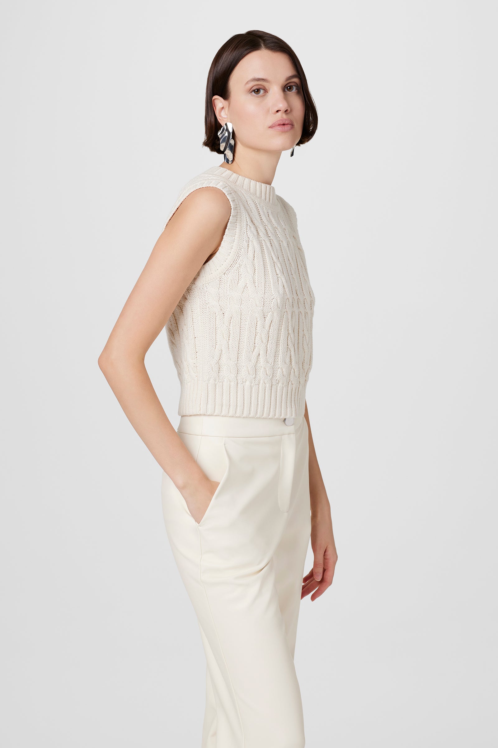 Dannie Cable Knit Shell Top - Toccin