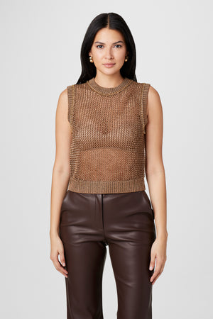 Becca Metallic Crochet Tank - Toccin