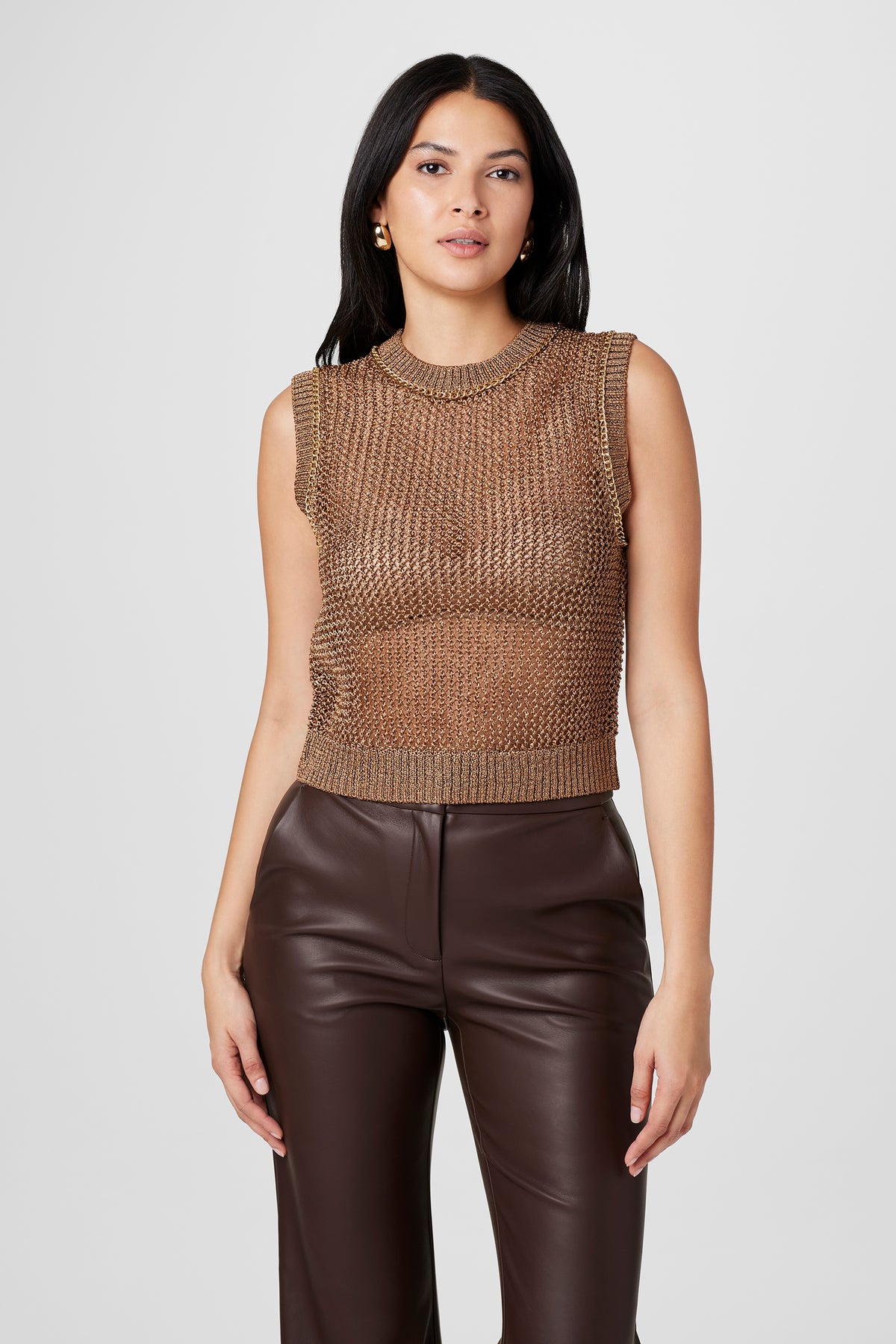 Becca Metallic Crochet Tank - Toccin