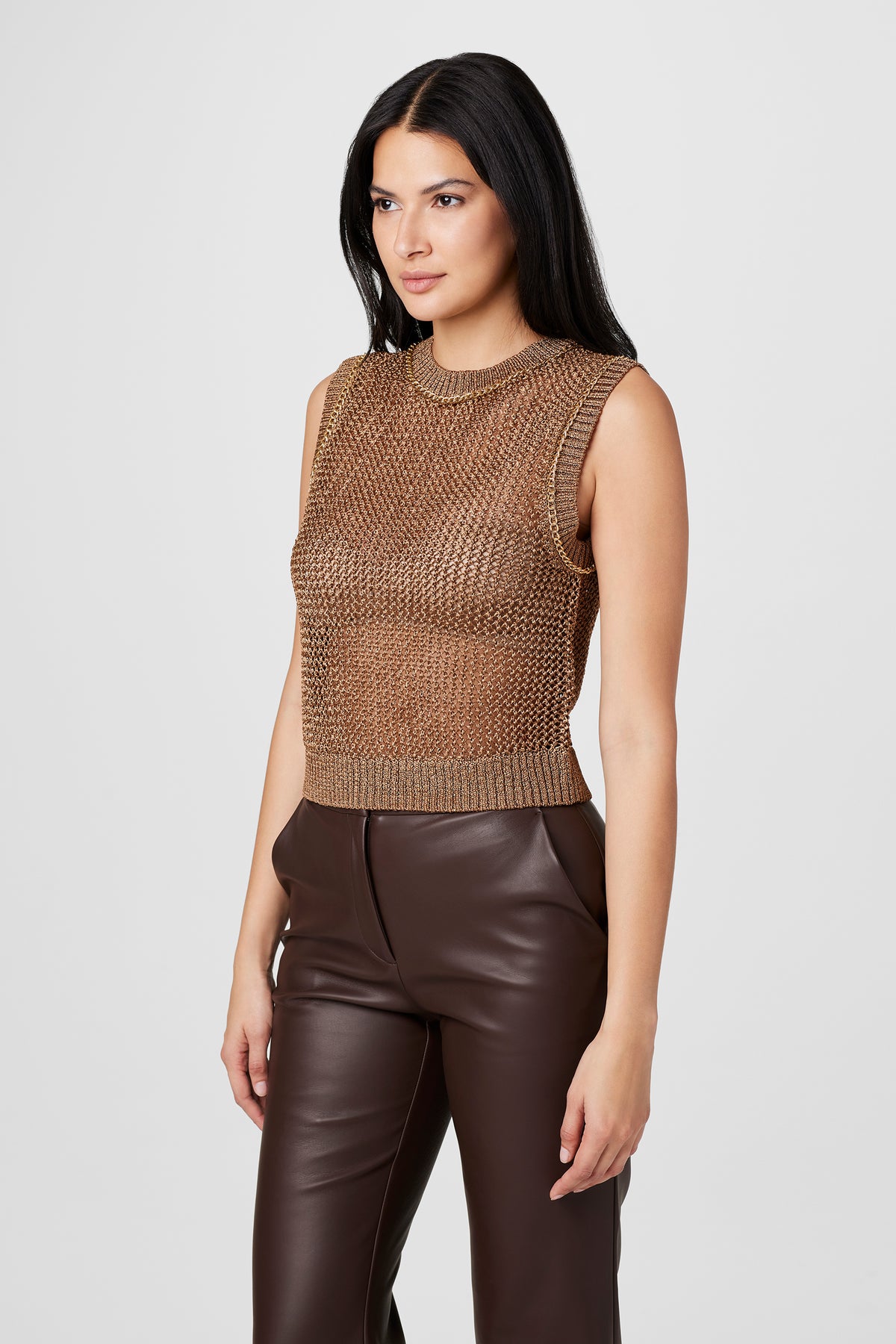 Becca Metallic Crochet Tank - Toccin