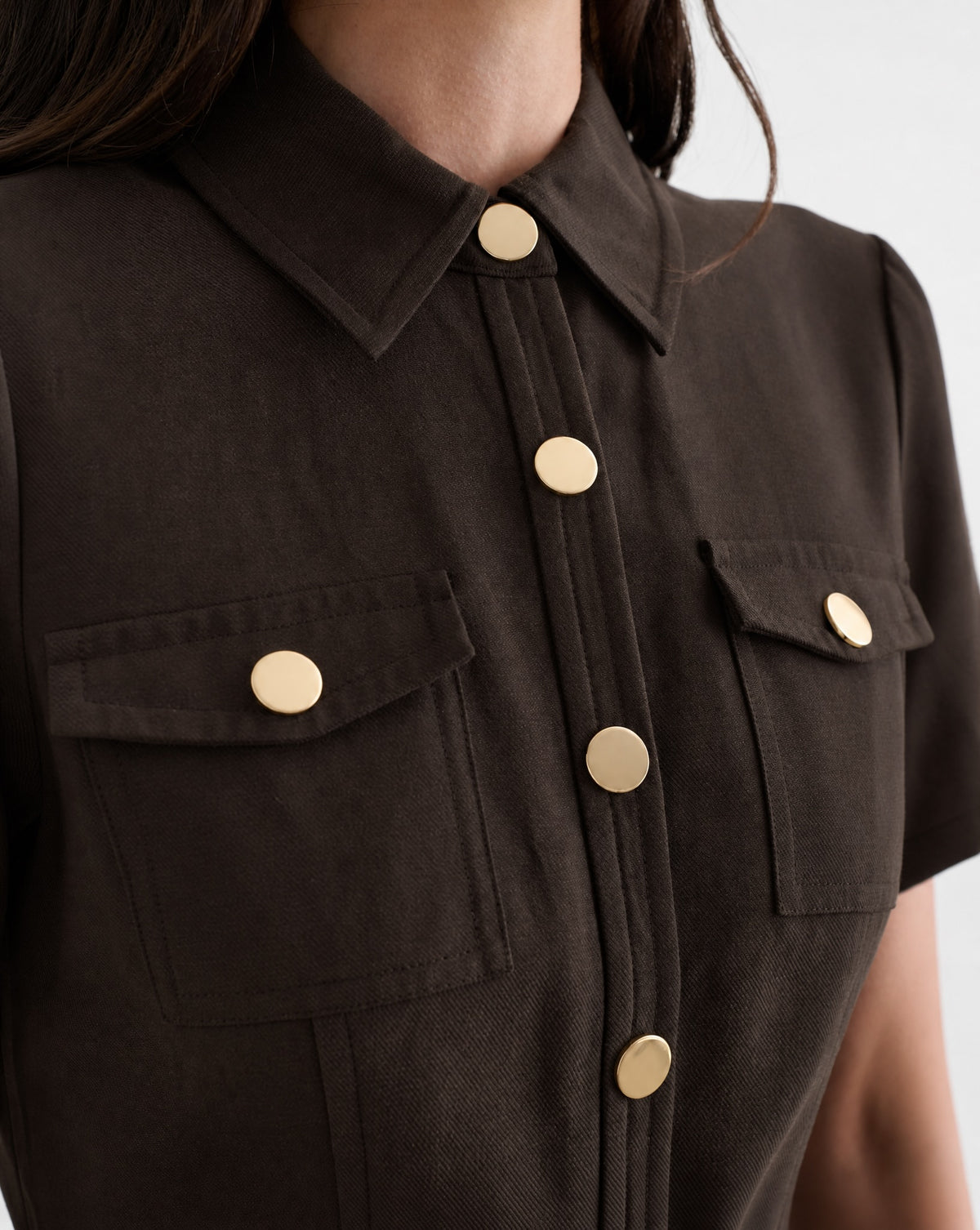 LYDIA SHORT SLEEVE SNAP FRONT DRESS