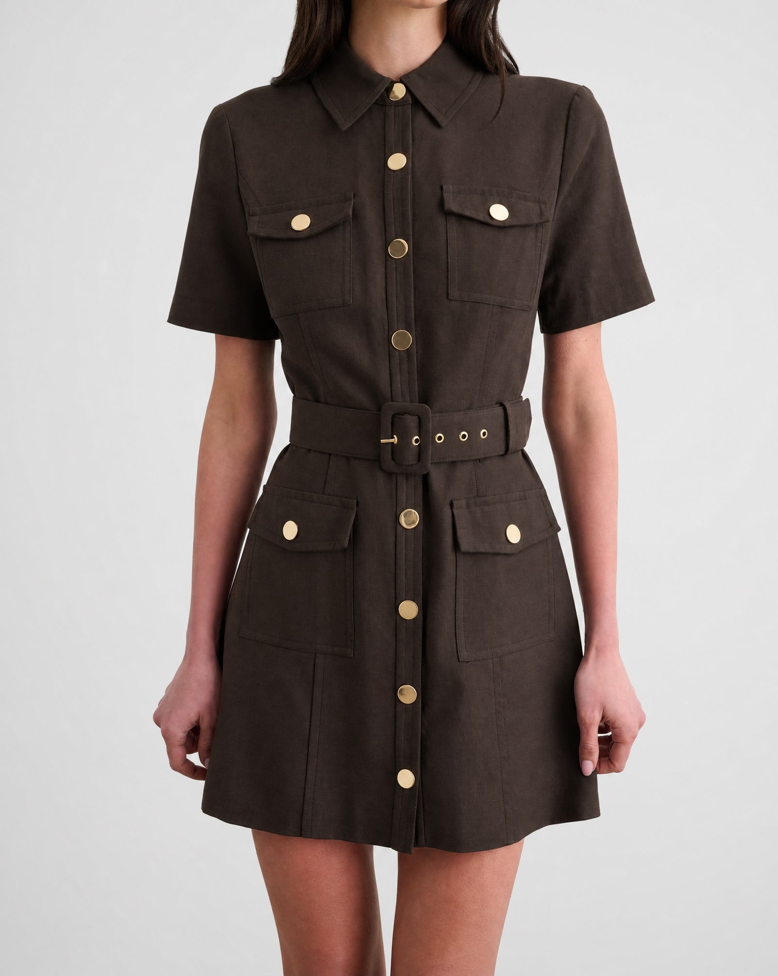 LYDIA SHORT SLEEVE SNAP FRONT DRESS
