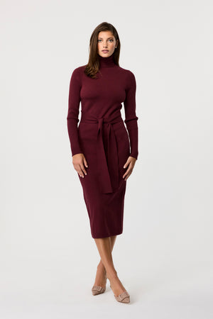 Logan Long Sleeve Turtleneck Tie Front Dress