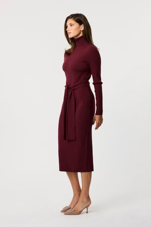 Logan Long Sleeve Turtleneck Tie Front Dress - Toccin