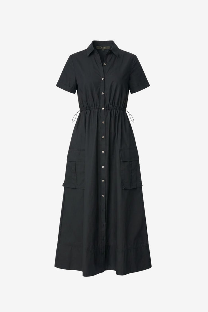 black cargo dress TOCCIN Maxine Short-Sleeve Midi Shirtdress, Jet, Women's, XSMALL One Sleeve Back Style:Full Coverage (closed-back) ABYOVRT Women Sexy Backless this shortened sporty dress