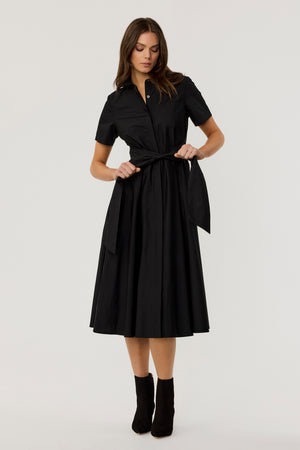 Megan Button-Down Short Sleeve Midi Dress