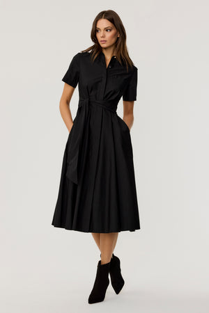 Megan Button-Down Short Sleeve Midi Dress