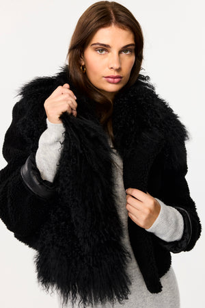 Marley Mongolian Fur Collared Jacket - Toccin