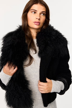 Marley Mongolian Fur Collared Jacket - Toccin