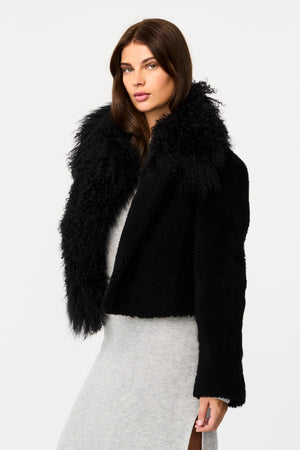 Marley Mongolian Fur Collared Jacket - Toccin