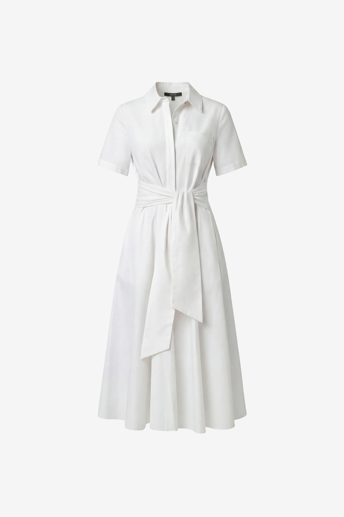 MEGAN SHORT SLEEVE TIE-FRONT MIDI SHIRT DRESS MEGAN SHORT SLEEVE TIE-FRONT MIDI SHIRT DRESS