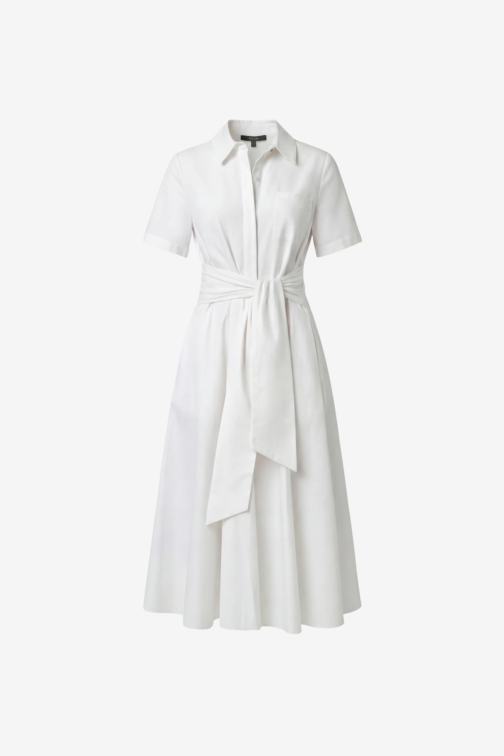 MEGAN SHORT SLEEVE TIE-FRONT MIDI SHIRT DRESS MEGAN SHORT SLEEVE TIE-FRONT MIDI SHIRT DRESS