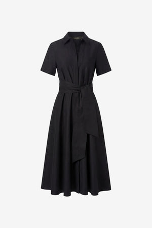 MEGAN SHORT SLEEVE TIE-FRONT MIDI SHIRT DRESS - Toccin