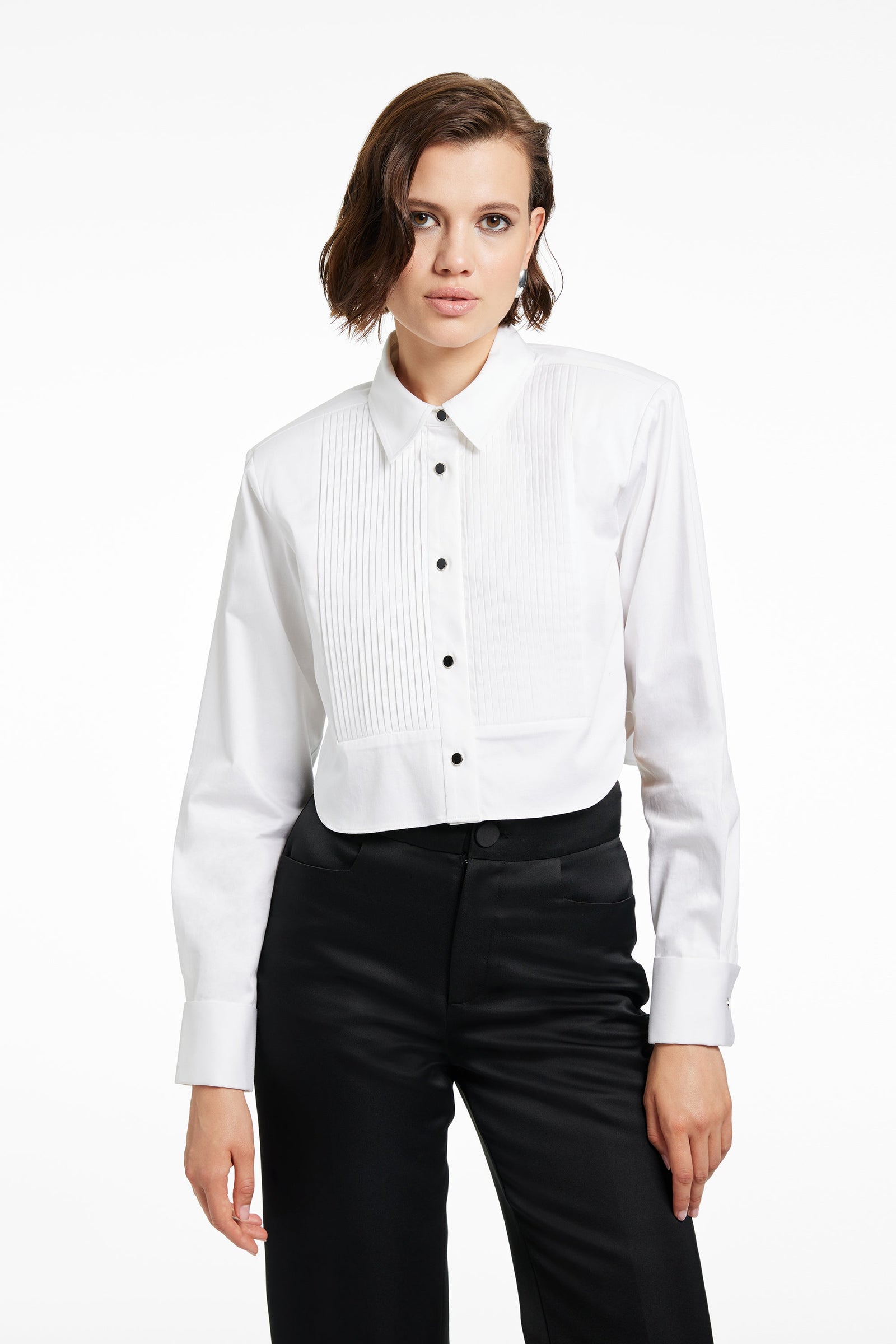 NIC CROPPED TUXEDO SHIRT - Toccin