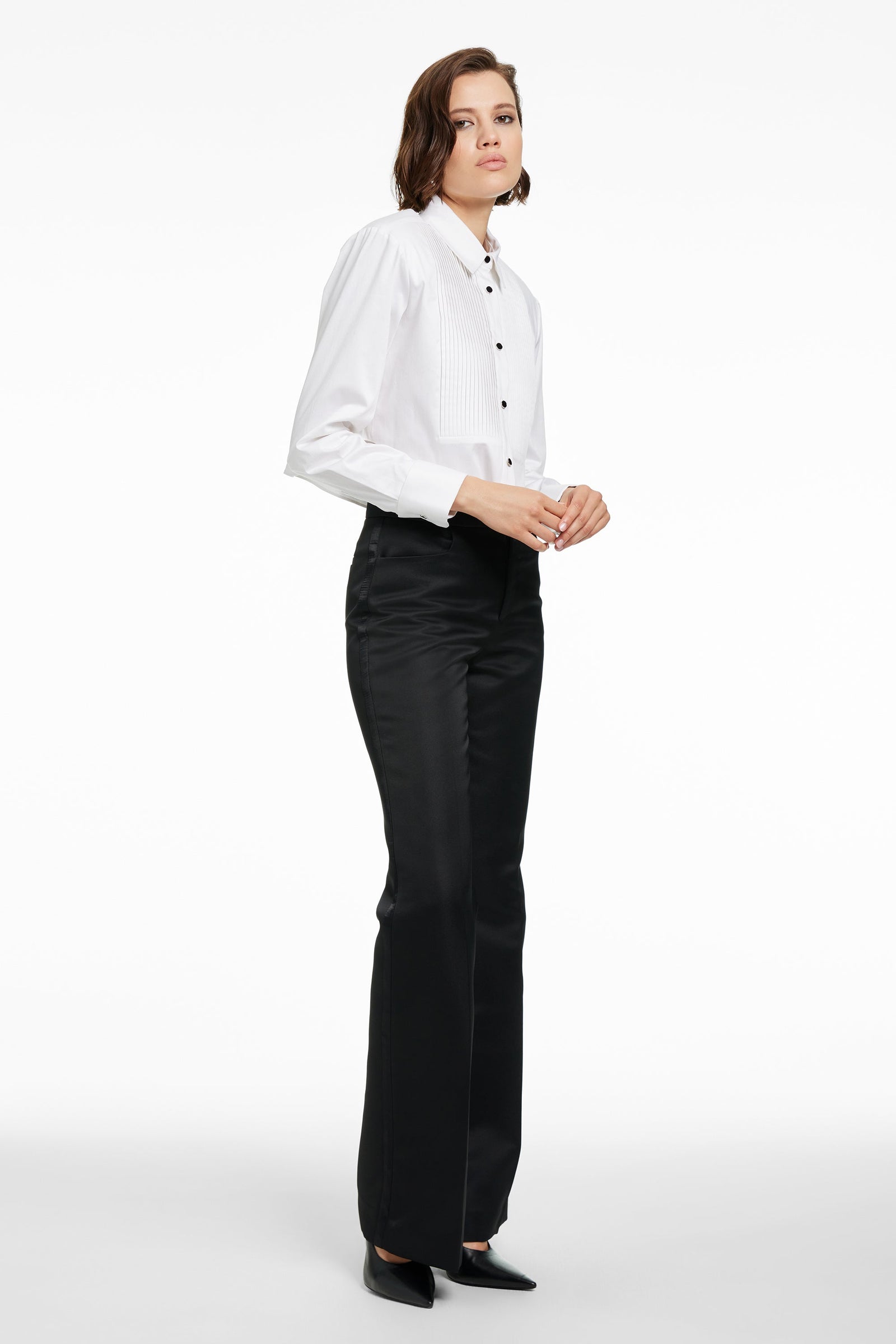 NIC CROPPED TUXEDO SHIRT - Toccin