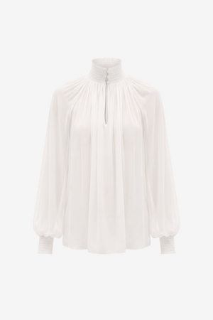 OCTAVIA SMOCKED NECK GATHERED BLOUSE - Toccin