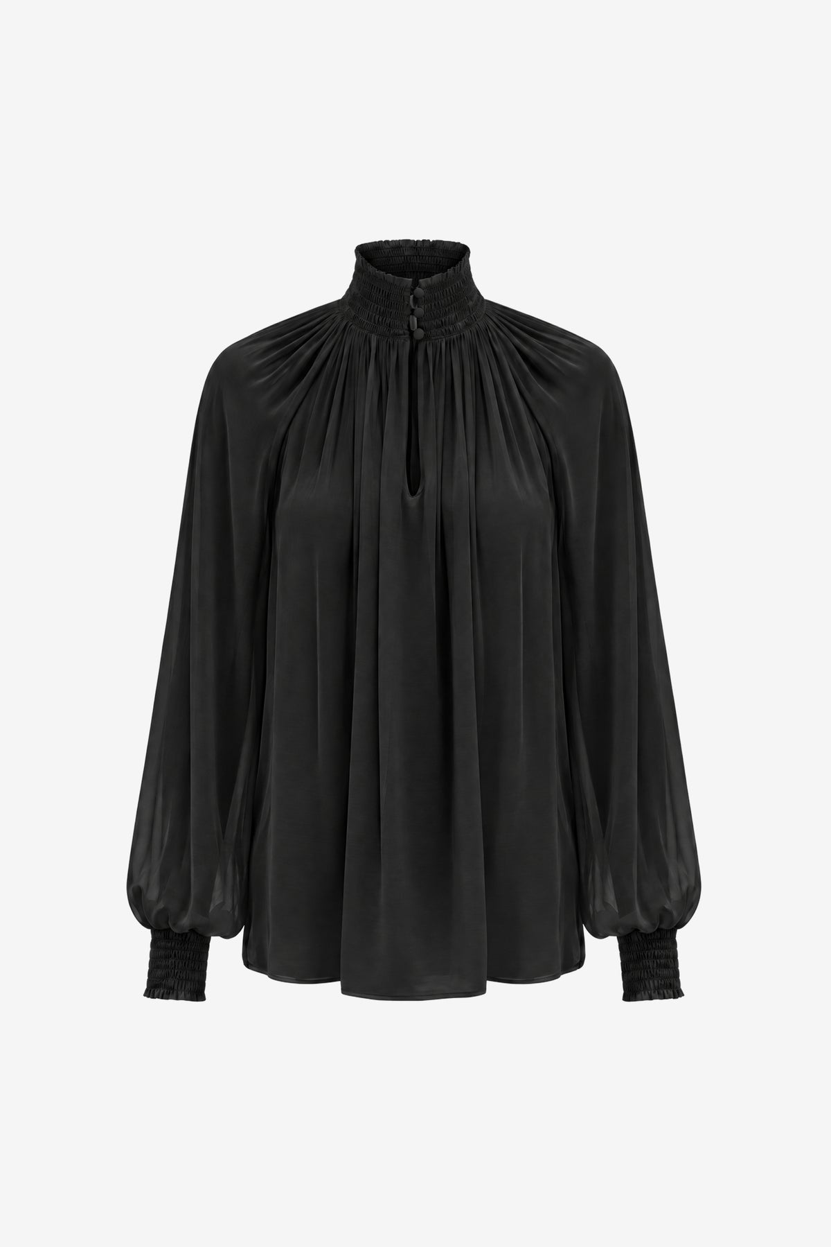 OCTAVIA SMOCKED NECK GATHERED BLOUSE - Toccin