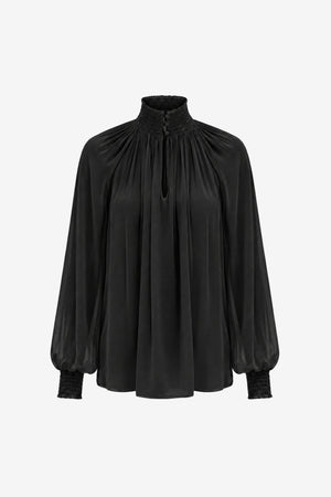 OCTAVIA SMOCKED NECK GATHERED BLOUSE - Toccin
