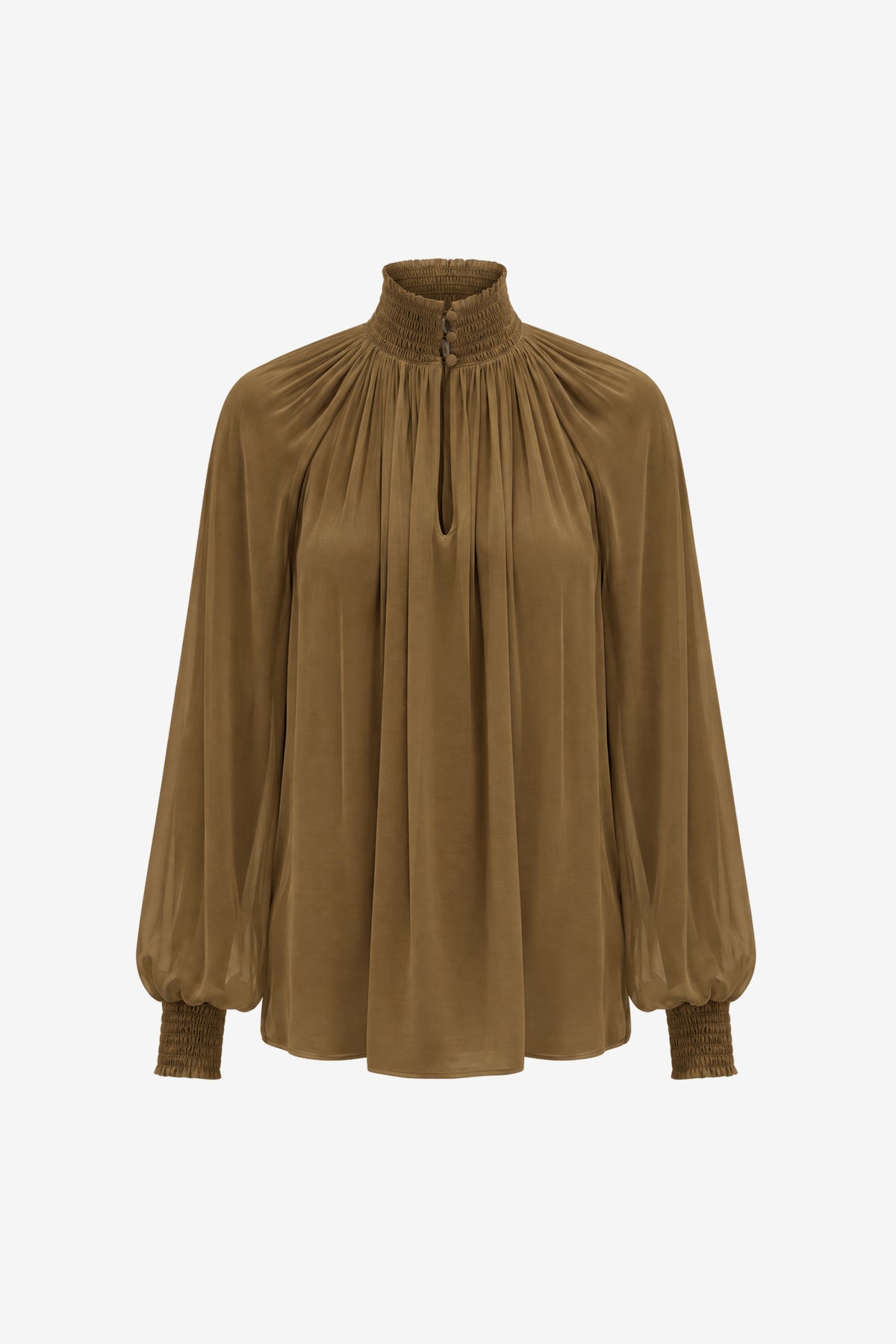 OCTAVIA SMOCKED NECK GATHERED BLOUSE - Toccin