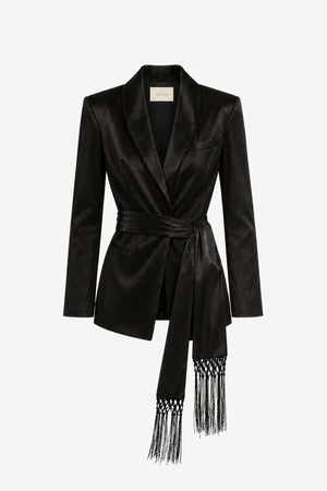 ORIANA BELTED BLAZER WITH FRINGE - Toccin