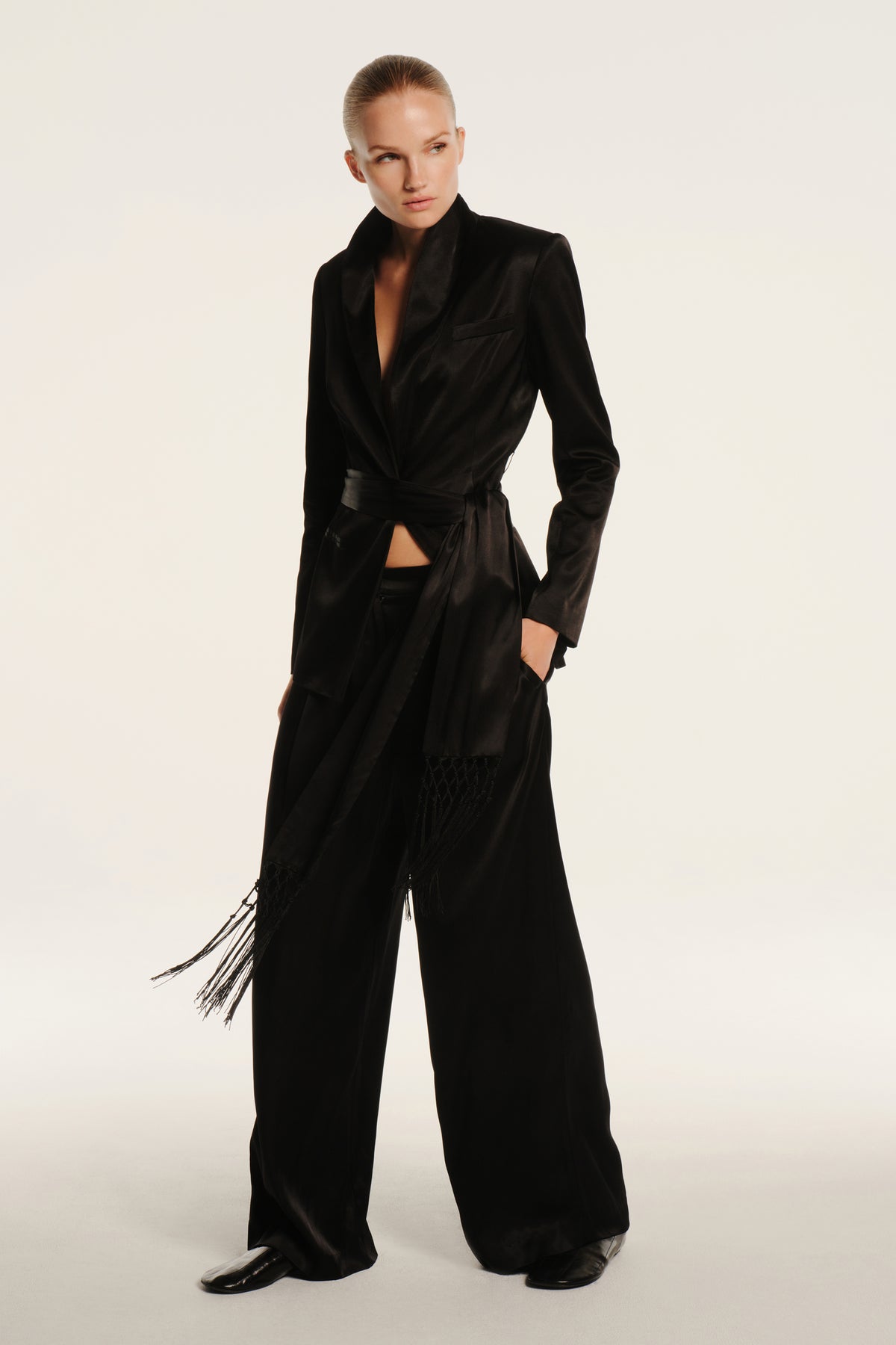 ORIANA BELTED BLAZER WITH FRINGE - Toccin