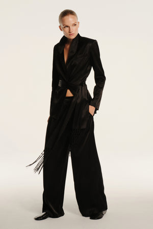 ORIANA BELTED BLAZER WITH FRINGE - Toccin