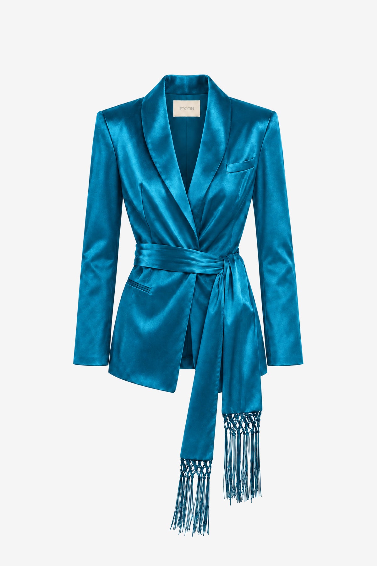 ORIANA BELTED BLAZER WITH FRINGE - Toccin