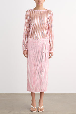PRIMROSE BOAT NECK FLARED SLEEVE TOP - Toccin