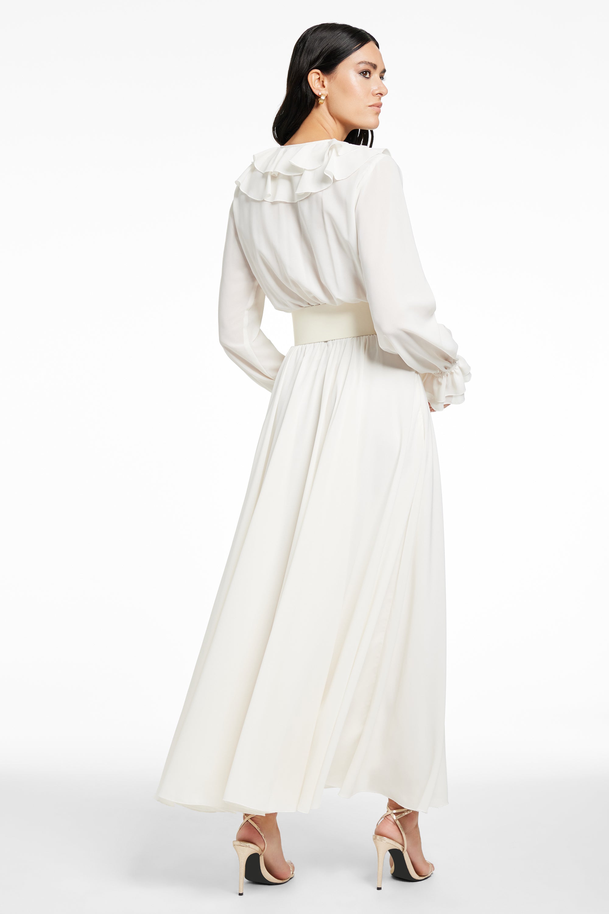 PETRA EXAGGERATED RUFFLE MIDI DRESS - Toccin