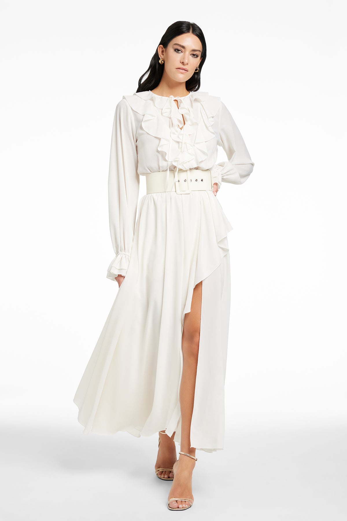 PETRA EXAGGERATED RUFFLE MIDI DRESS - Toccin