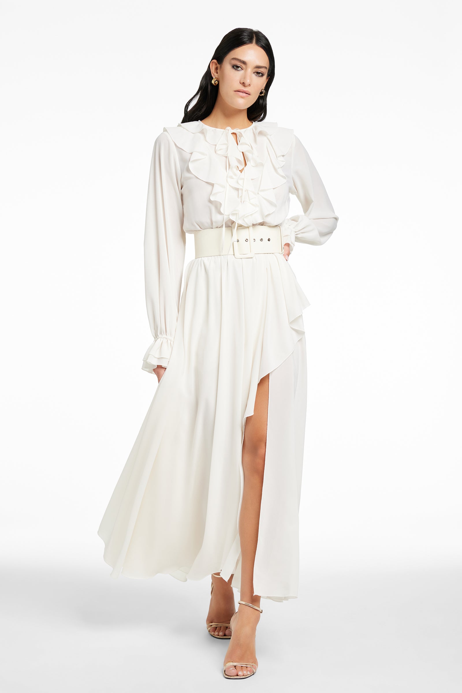 PETRA EXAGGERATED RUFFLE MIDI DRESS - Toccin