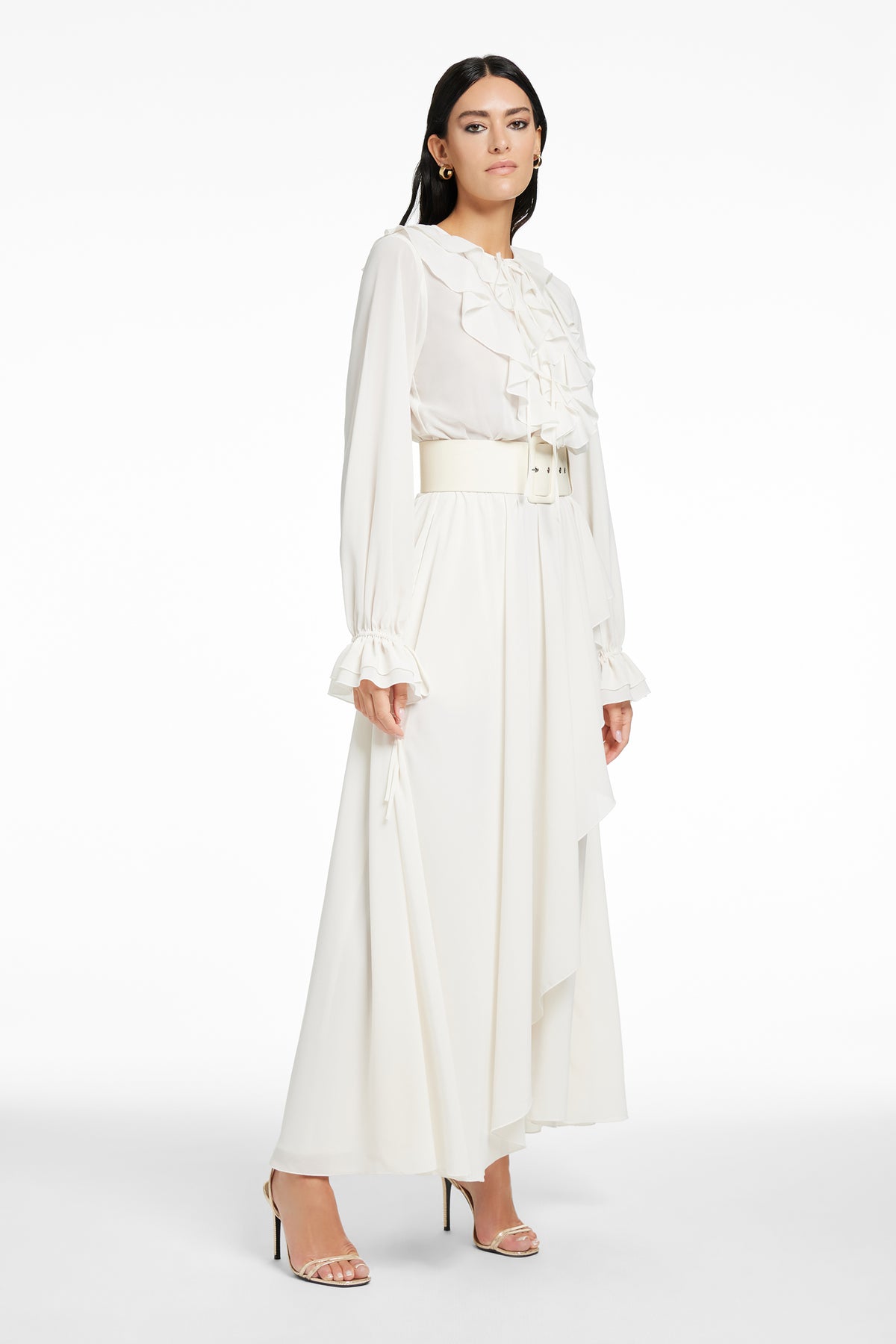 PETRA EXAGGERATED RUFFLE MIDI DRESS - Toccin