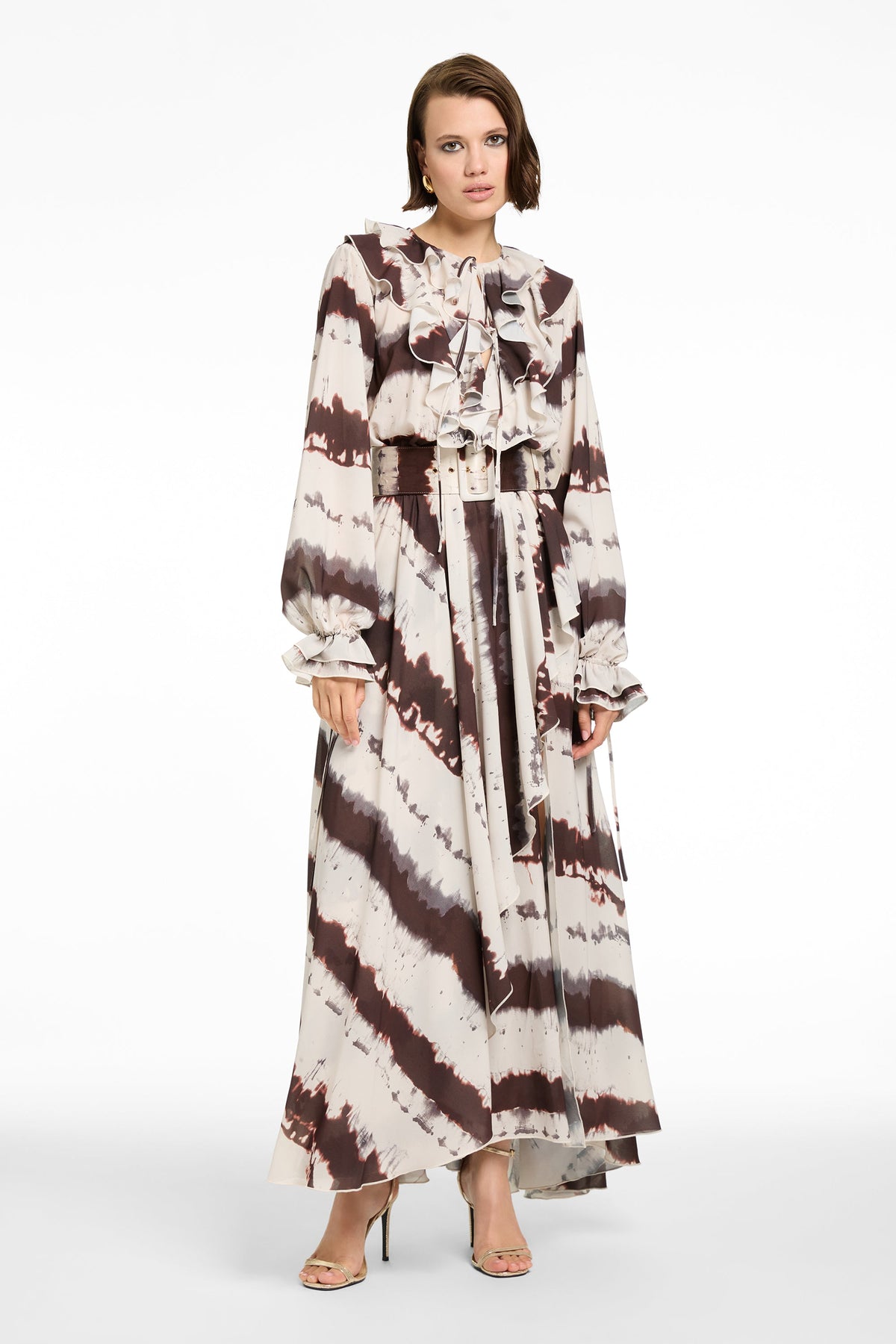 PETRA EXAGGERATED RUFFLE MIDI DRESS - Toccin