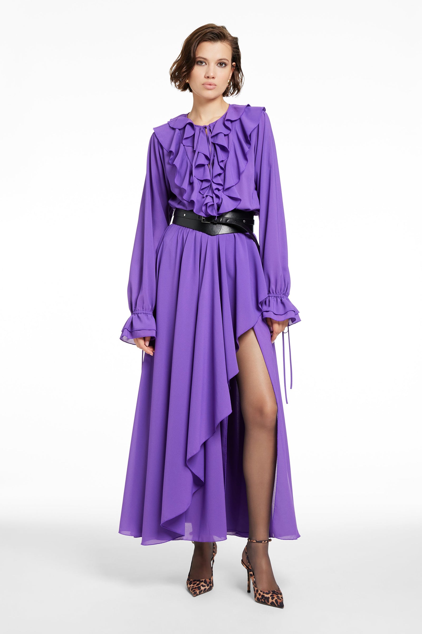 PETRA EXAGGERATED RUFFLE MIDI DRESS - Toccin