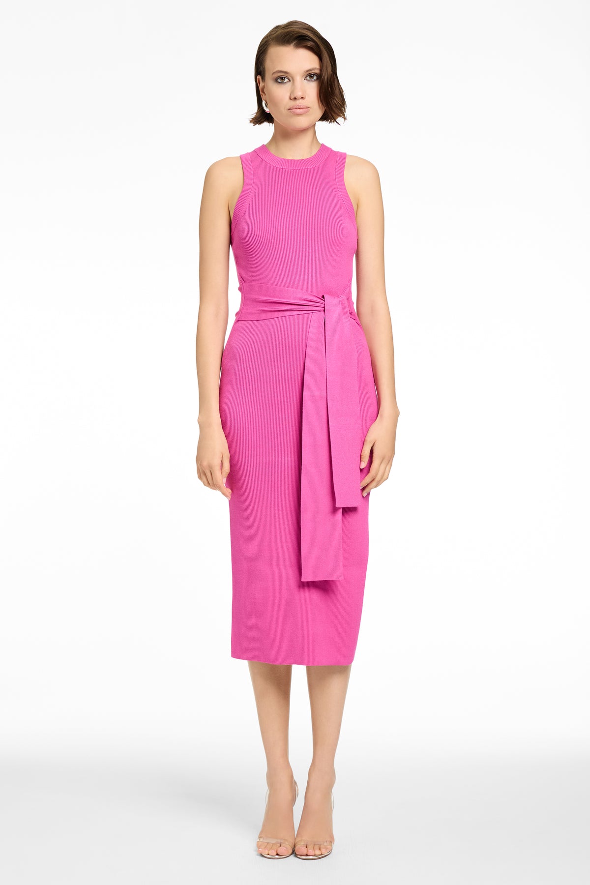 PIPER SLEEVELESS TIE-FRONT MIDI DRESS - Toccin