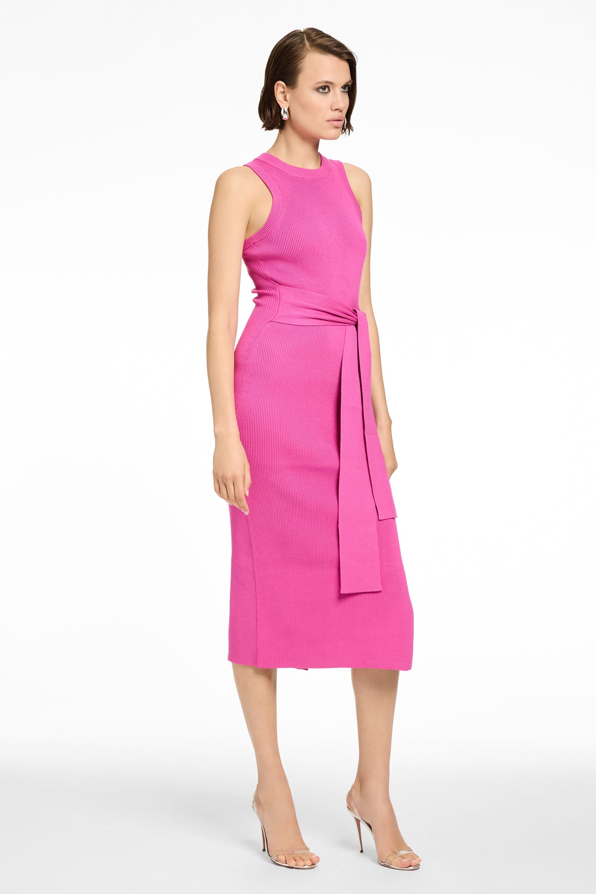PIPER SLEEVELESS TIE-FRONT MIDI DRESS - Toccin