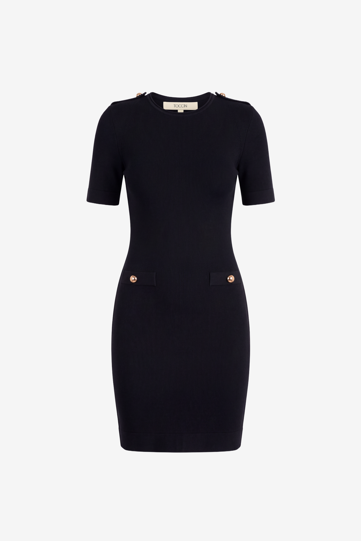 REESE STRONG SHOULDER SHORT SLEEVE DRESS - Toccin